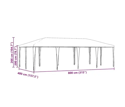 Svinību Telts Balta 8X4 M Pe Vidaxl