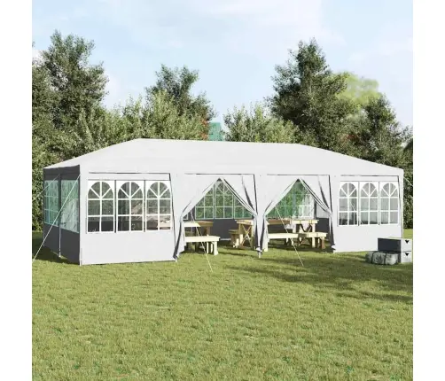 Ballei Telts Ar 12 Sānu Sienām, Balta, 8X4 M, Pe Vidaxl