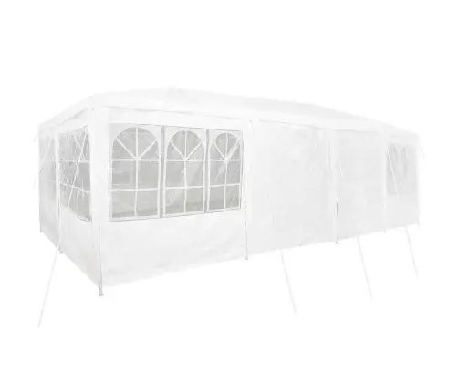 Ballei Telts Ar 12 Sānu Sienām, Balta, 8X4 M, Pe Vidaxl