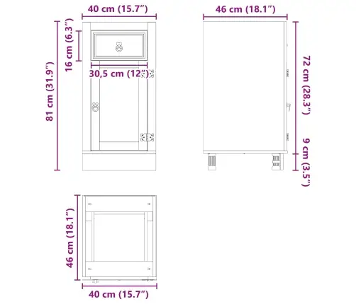 Plakans Ar Atvilktni Medus 40 X 46 X 81,5 Cm Ciets Priedes Koks Vidaxl