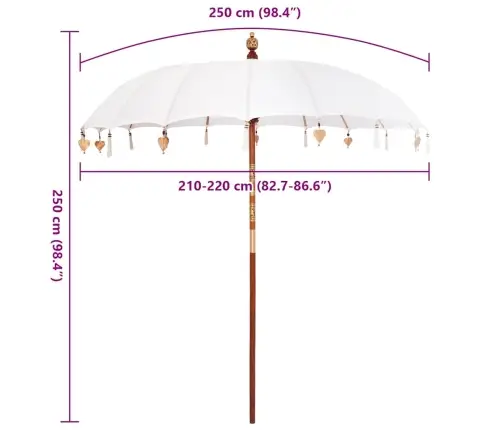 Baliešu Lietussargs Krēmkrāsa (210-220) X 260 Cm Vidaxl