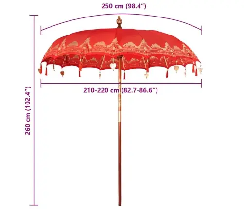 Baliešu Lietussargs Sarkana (210-220) X 260 Cm Vidaxl