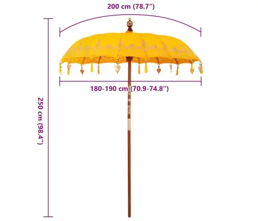 Baliešu Lietussargs Dzeltena (180-190) X 260 Cm Vidaxl