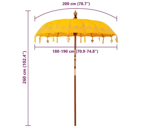 Balilaste Parasiil Kollane 185 X 185 X 260 Cm Puuvill