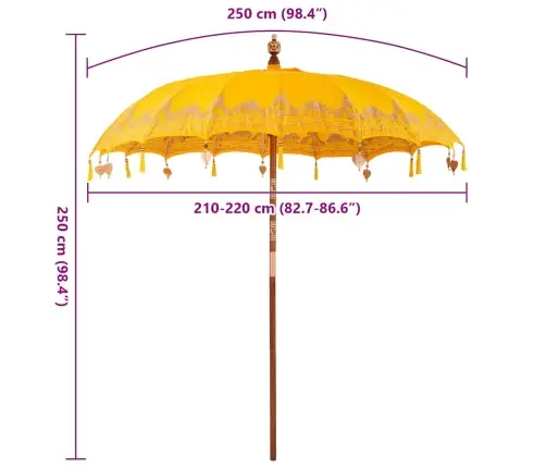 Balinės Skėtis Geltona 215 X 215 X 260 Cm