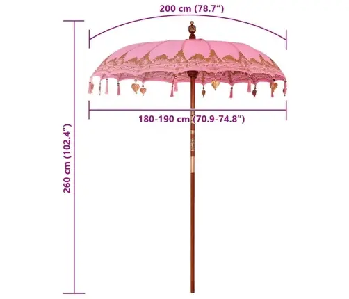 Balilaste Parasiil Roosa 185 X 185 X 260 Cm Puuvill