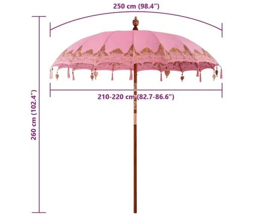 Balilaste Parasiil Roosa 215 X 215 X 260 Cm Puuvill