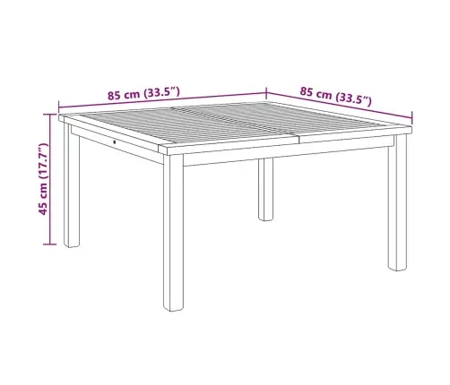 Kafijas Galdiņš Brūna 85 X 85 X 45 Cm Masīvs Tīkkoks Vidaxl