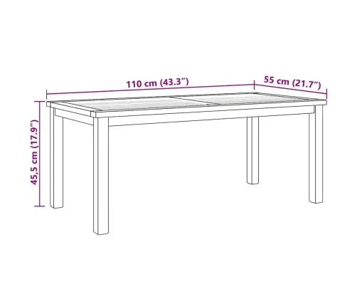 Kafijas Galdiņš Brūna 110 X 55 X 45 Cm Masīvs Tīkkoks Vidaxl