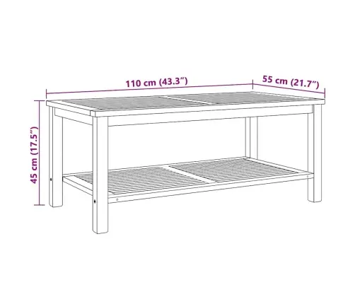 Kafijas Galdiņš Brūna 110 X 55 X 45 Cm Masīvs Tīkkoks Vidaxl
