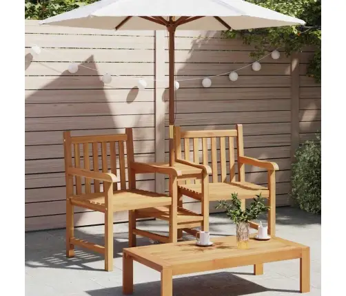 Āra Krēsli Ar Plauktu Ģeometriskais Ar Uzglabāšanu Brūna 152 X 63 X 89 Cm Masīvs Tīkkoks Vidaxl