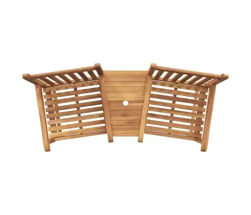 Āra Krēsli Ar Plauktu Ģeometriskais Ar Uzglabāšanu Brūna 152 X 63 X 89 Cm Masīvs Tīkkoks Vidaxl