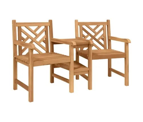 Āra Krēsli Ar Plauktu Režģa Raksts Ar Uzglabāšanu Brūna 152 X 63 X 89 Cm Masīvs Tīkkoks Vidaxl