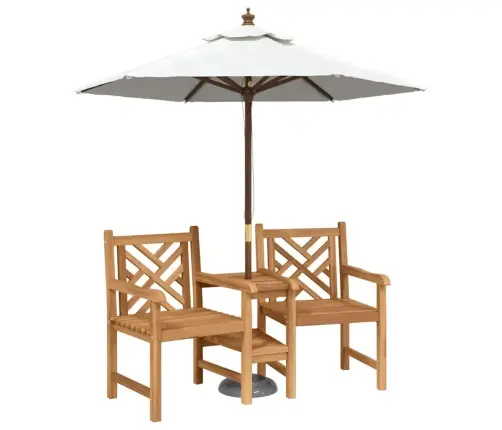 Āra Krēsli Ar Plauktu Režģa Raksts Ar Uzglabāšanu Brūna 152 X 63 X 89 Cm Masīvs Tīkkoks Vidaxl