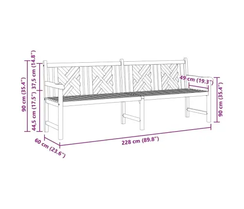 Dārza Sols Brūna 228 X 60 X 90 Cm Masīvs Tīkkoks Vidaxl