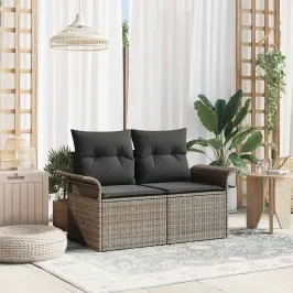 Dārza Dīvāns Ar Spilvenu Pelēka 141 X 62 X 69Cm Poliratāns Vidaxl