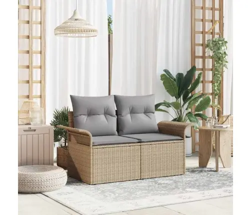 Dārza Dīvāns Ar Spilvenu Bēša 141 X 62 X 69Cm Poliratāns Vidaxl
