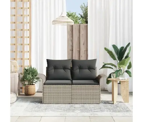 Sodo Sofa Su Pagalve Šviesiai Pilka 141 X 62 X 69Cm Poliratanas