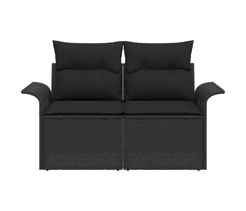 Sodo Sofa Su Pagalve Juoda 141 X 62 X 69Cm Poliratanas Sodo Sofa Su Pagalve Juoda 141 X 62 X 69Cm Poliratanas