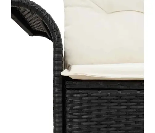 Dārza Dīvāns Ar Spilvenu Melna 141 X 62 X 69Cm Poliratāns Vidaxl