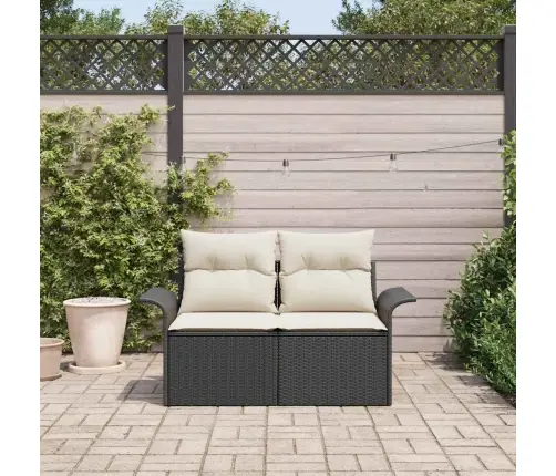 Dārza Dīvāns Ar Spilvenu Melna 141 X 62 X 69Cm Poliratāns Vidaxl