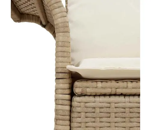 Dārza Dīvāns Ar Spilvenu Bēša 141 X 62 X 69Cm Poliratāns Vidaxl