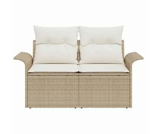 Dārza Dīvāns Ar Spilvenu Bēša 141 X 62 X 69Cm Poliratāns Vidaxl