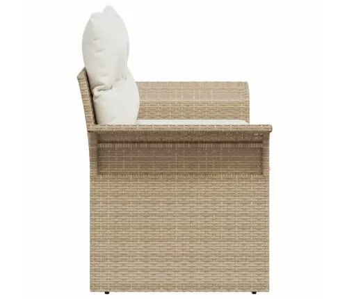 Dārza Dīvāns Ar Spilvenu Bēša 141 X 62 X 69Cm Poliratāns Vidaxl