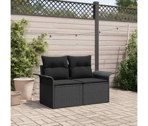 Dārza Dīvāns Ar Spilvenu Melna 141 X 62 X 69Cm Poliratāns Vidaxl