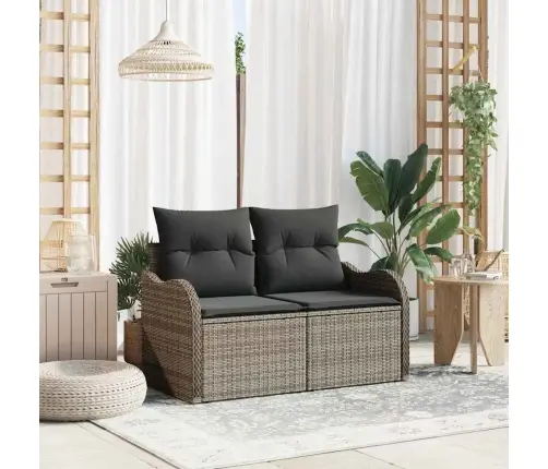 Dārza Dīvāns Ar Spilvenu Pelēka 121 X 62 X 69Cm Poliratāns Vidaxl