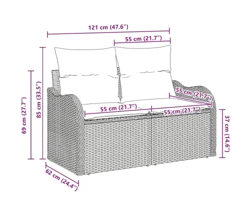 Aia Diivan Helehall 121 X 62 X 69Cm Polürotang
