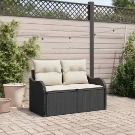 Dārza Dīvāns Ar Spilvenu Melna 121 X 62 X 69Cm Poliratāns Vidaxl
