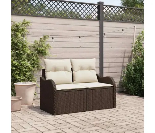 Dārza Dīvāns Ar Spilvenu Brūna 121 X 62 X 69Cm Poliratāns Vidaxl