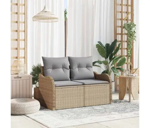 Dārza Dīvāns Ar Spilvenu Bēša 121 X 62 X 69Cm Poliratāns Vidaxl