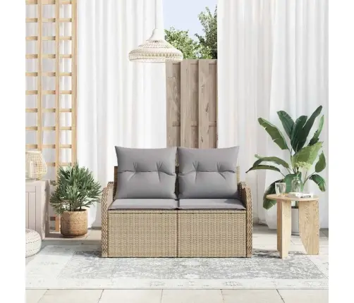 Dārza Dīvāns Ar Spilvenu Bēša 121 X 62 X 69Cm Poliratāns Vidaxl