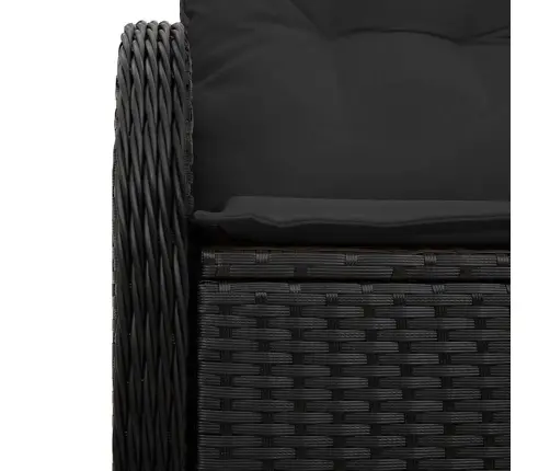 Dārza Dīvāns Ar Spilvenu Melna 121 X 62 X 69Cm Poliratāns Vidaxl