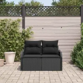 Dārza Dīvāns Ar Spilvenu Melna 121 X 62 X 69Cm Poliratāns Vidaxl