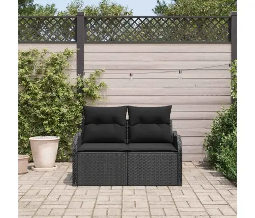 Dārza Dīvāns Ar Spilvenu Melna 121 X 62 X 69Cm Poliratāns Vidaxl
