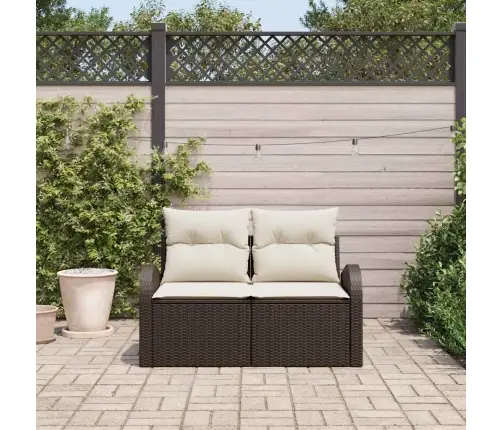 Dārza Dīvāns Ar Spilvenu Brūna 124 X 62 X 69Cm Poliratāns Vidaxl