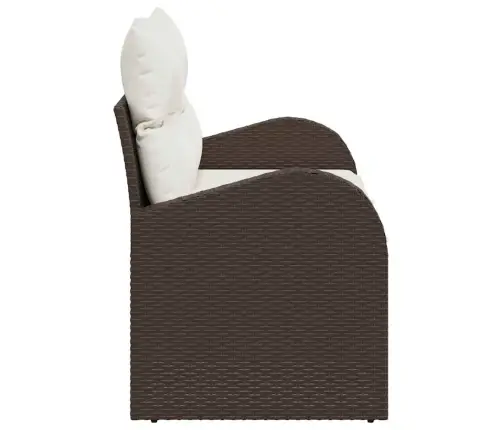 Dārza Dīvāns Ar Spilvenu Brūna 124 X 62 X 69Cm Poliratāns Vidaxl