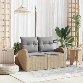 Dārza Dīvāns Ar Spilvenu Bēša 124 X 62 X 69Cm Poliratāns Vidaxl