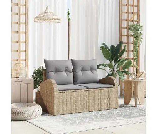 Sodo Sofa Su Pagalve Smėlio 124 X 62 X 69Cm Poliratanas Sodo Sofa Su Pagalve Smėlio 124 X 62 X 69Cm Poliratanas