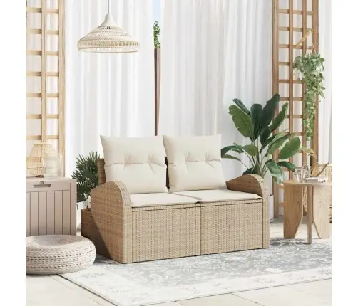 Dārza Dīvāns Ar Spilvenu Bēša 124 X 62 X 69Cm Poliratāns Vidaxl