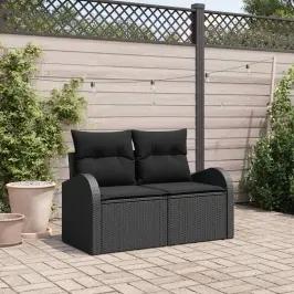 Dārza Dīvāns Ar Spilvenu Melna 124 X 62 X 69Cm Poliratāns Vidaxl