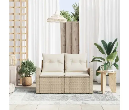 Dārza Dīvāns Ar Spilvenu Bēša 124 X 62 X 69Cm Poliratāns Vidaxl