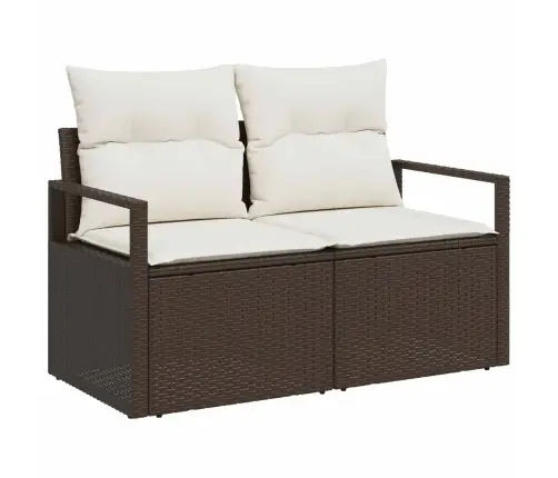 Dārza Dīvāns Brūna 120 X 62 X 69Cm Poliratāns Vidaxl