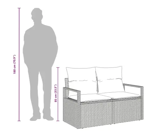 Dārza Dīvāns Brūna 120 X 62 X 69Cm Poliratāns Vidaxl