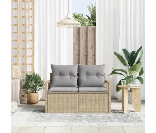 Dārza Dīvāns Ar Spilvenu Bēša 120 X 62 X 69Cm Poliratāns Vidaxl