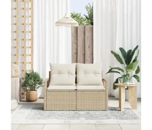 Dārza Dīvāns Ar Spilvenu Bēša 120 X 62 X 69Cm Poliratāns Vidaxl