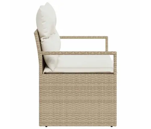 Dārza Dīvāns Ar Spilvenu Bēša 120 X 62 X 69Cm Poliratāns Vidaxl